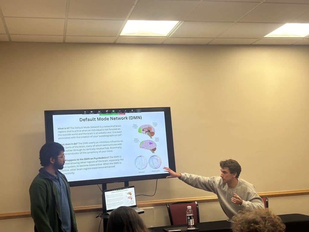 Justin presenting to students at Rutgers University