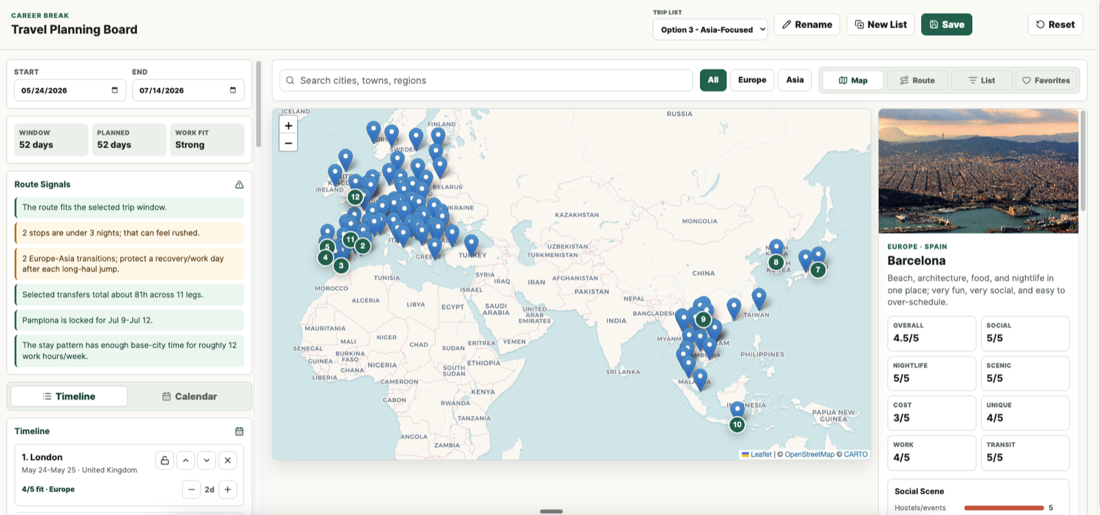 Travel Planner Web Application project interface